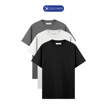 3'lü Paket Basic- Regular T-shirt Siyah-Antrasit-Beyaz
