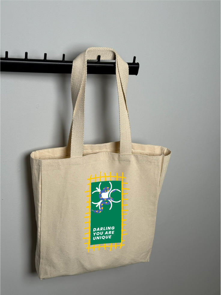 Snake Baskılı Bez Çanta